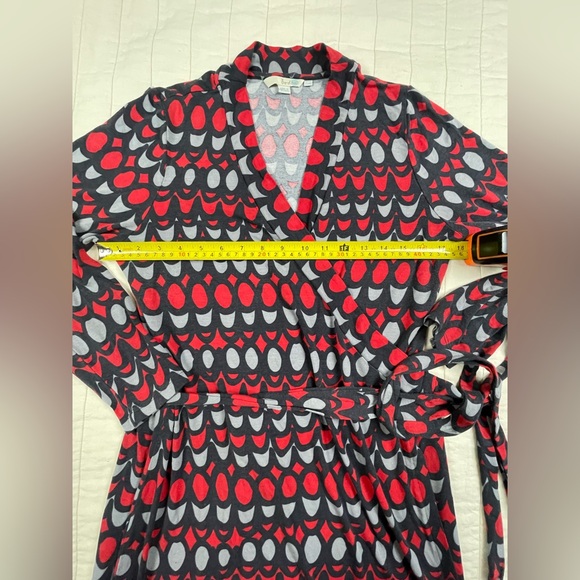 Boden Red Navy Long Sleeve Wrap Dress Size 14R - Picture 5 of 11